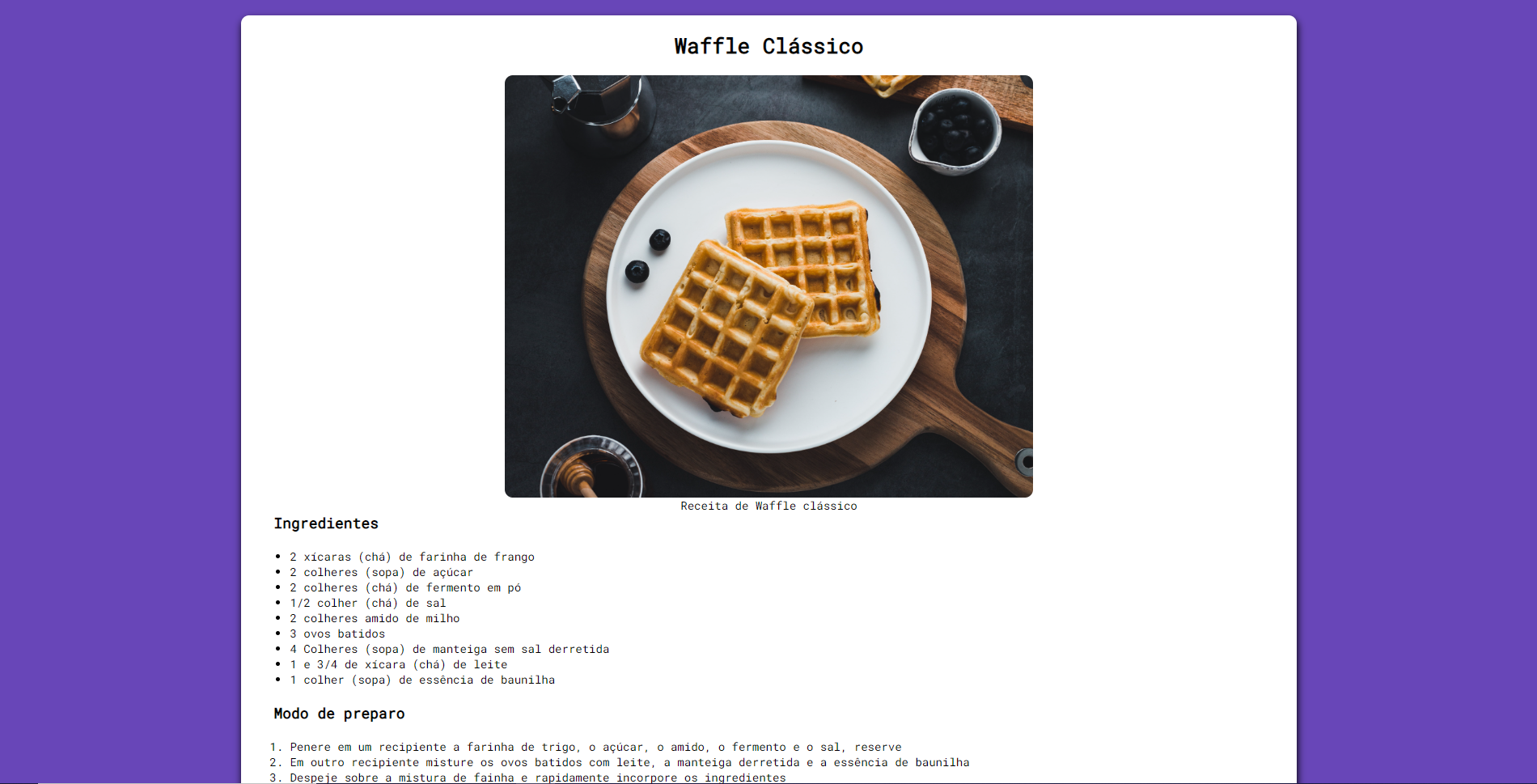 Imagem do projeto Página de Receita